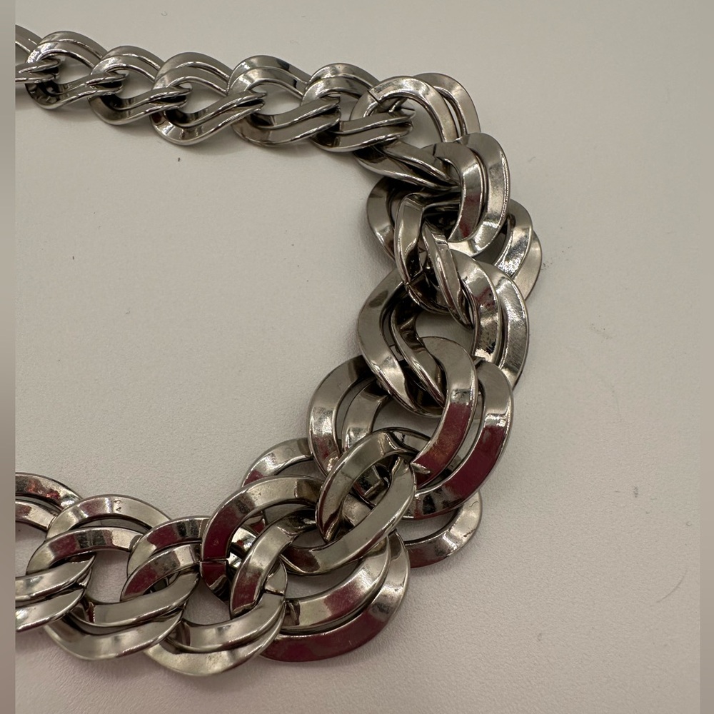 Chunky Silver-Tone Statement Chain Necklace – Bold Alt Style Piece